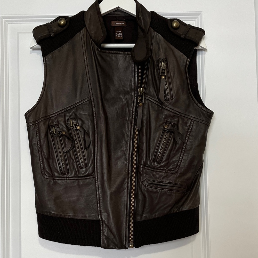Danier Brown Leather Vest, XS